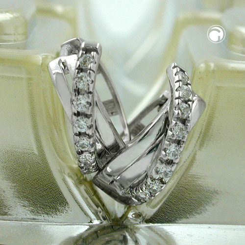 Creolen Scharnier mit Stein Silber 925