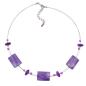 Preview: Kette Drahtkette Viereck gewellt flieder-transparent mit Flitter Kunststoffperlen 45cm