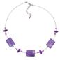 Preview: Kette Drahtkette Viereck gewellt flieder-transparent mit Flitter Kunststoffperlen 45cm