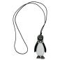 Preview: Kette Kunststoff Pinguin schwarz-weiß silbergrau Kordel schwarz 90cm