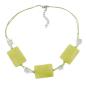 Preview: Kette 3x 35x25mm-Viereck gewellt hellgrün Kunststoffperlen Kordel 45cm
