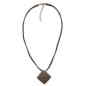 Preview: Kette Viereck Metall Ritterplatte altmessingfarben Kordel schwarz 50cm