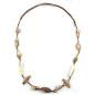 Preview: Kette Kunststoffperlen beige horn-marmoriert Kordel braun 105cm