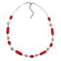Preview: Kette Drahtkette mit Glasperlen Walze rot und kristall silber-verspiegelt 45cm