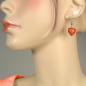 Preview: Ohrhaken Ohrhänger Ohrringe 35x15mm Herz mit Schliff Kunststoffperle orange-rot