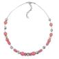 Preview: Kette Drahtkette mit Glasperlen Facettenkugel rosa und kristall silber-verspiegelt 42cm