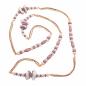 Preview: Kette Perlen Holz und Kunststoff horn-braun mit goldfarbener Kordelkette 130cm