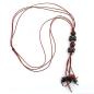 Preview: Kette 2x Walze 18x12mm altmessingfarbig Kunststoff Kordel rot 90cm