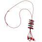 Preview: Kette Kunststoff Koralle rot-marmoriert altsilber Kordel dunkelrot 70cm