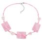 Preview: Kette 3x 35x25mm-Viereck gewellt rosa-marmoriert Kordel 45cm