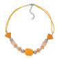 Preview: Kette 23x18mm Barockwalze Kunststoff gelb silberfarben Kordel gelb 42cm
