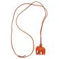 Preview: Kette 35x32x18mm Elefant Kunststoff orange-schwarz marmoriert Kordel orange 90cm