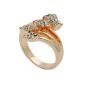 Preview: Ring 17mm Blütenranke rotvergoldet mit 5 Blättern mit Glassteinen Ringgröße 54