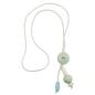 Preview: Kette Kunststoffperlen hellblau-beige Kordel beige 80cm