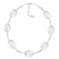 Preview: Kette Drahtkette 7x großer Stein facettiert weiß-transparent Kunststoffperlen 42cm