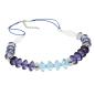 Preview: Kette 12x9mm Facettenperle Kunststoff blau mit Kordel blau 45cm