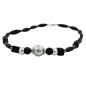 Preview: Kette 18mm Perle Kunststoff chrom matt Rillenolive schwarz 55cm