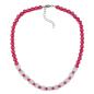 Preview: Kette 8mm Perlen Kunststoff rot-seidig und Walzenperle transparent 45cm