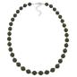 Preview: Kette 10mm Perle Kunststoff olivgrün-matt mit 4mm Perlen silberfarben 50cm