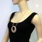 Preview: Kette Kunststoff Ring horn-marmoriert Kordel natur 80cm