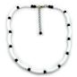 Preview: Kette 25x6mm Rohr Kunststoff weiß-matt und 6mm Perle schwarz 42cm