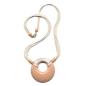 Preview: Kette Kunststoff Scheibe Amulett lachsrosa matt 4x Kordel hellrosa 60cm