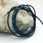 Preview: Lederband Rundschnur Rindleder 2mm blau gefärbt mit 1x Verschluss silberfarbig 1m