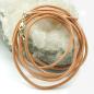 Preview: Lederband Rundschnur Rindleder 2mm naturfarben mit 1x Verschluss silberfarbig 1m