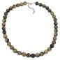 Preview: Kette Perlen 12mm Perle Kunststoff oliv-schwarz-marmor 50cm
