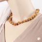 Preview: Kette 12mm Rundperle braun-gelb-marmoriert Kunststoff 45cm