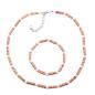Preview: Set Kette Armband 14x5mm Perlen hellbraun-beige Kunststoff 42cm
