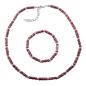 Preview: Set Kette Armband 14x5mm Perlen lila-goldfarben Kunststoff 42cm