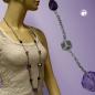 Preview: Kette Facettenperle Kunststoff lila Alu-Ankerkette grau 100cm