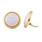 Preview: Clip Ohrring 31mm bicolor Muster silber- und goldfarben Kunststoff