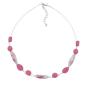 Preview: Kette Drahtkette mit Glasperlen Vierkantolive weiß-rosa und sattrosa 45cm