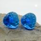Preview: Ohrstecker Ohrring 14mm Dreieck blau-transparent gehämmert Kunststoff
