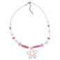 Preview: Kette Drahtkette mit Glas- und Kunststoffperlen rosa-transparent mit rosa Blume 45cm