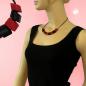 Preview: Kette Schrägperle Kunststoff rot-marmoriert-matt und schwarz Vollgummi schwarz 45cm