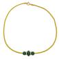 Preview: Kette 3 Holzperlen dunkelgrün Lederband gelb 42cm