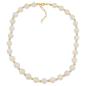 Preview: Kette 12mm Perlen seidig-weiß und 5mm goldfarbene Kunststoffperlen 80cm