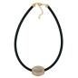 Preview: Kette 32x26mm Rillenolive transparent-matt mit goldfarben Kunststoff 6mm Vollgummi 42cm