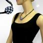 Preview: Kette 32x26mm Olive Kunststoff Karo beige und blau Kordel dunkelblau 50cm