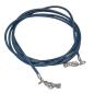 Preview: Lederband Rundschnur Rindleder 2mm blau gefärbt mit 2x Verschluss silberfarbig 1m