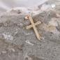 Preview: Anhänger 25x15mm Kreuz mit Rille in Kreuzbalken 9Kt GOLD