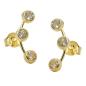 Preview: Ohrstecker Ohrring 15x3,5mm Bogen 3x Zirkonia mit Steg 9Kt GOLD