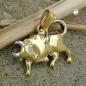Preview: Anhänger 16x23mm Stier bicolor rhodiniert 9Kt GOLD