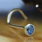Preview: Nasenstecker 2,5mm synth. Aquamarin 18Kt GOLD