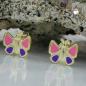 Preview: Ohrstecker Ohrring 7x8mm Schmetterling pink-lila 9Kt GOLD