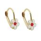 Preview: Ohrbrisur Ohrringe 13x7mm Blume weiß-rot emailliert 9Kt GOLD
