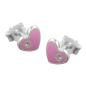 Preview: Ohrstecker Ohrring 6x7mm Kinderohrring Herz pink lackiert Silber 925